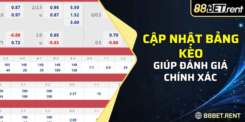 Cập nhật bảng kèo thường xuyên giúp đánh giá chính xác